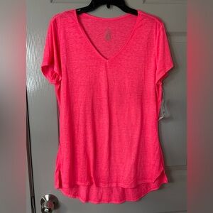 Hannah | Performance| Women's Pink V-Neck Top| Pink bubblegum XL